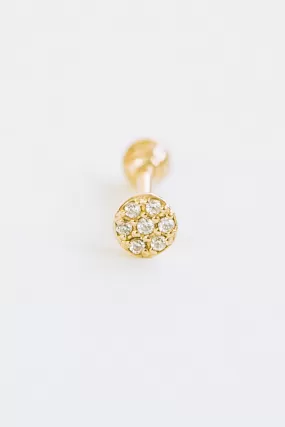 14k Gold Cubic Round Circle Barbell Ear Stud Piercing