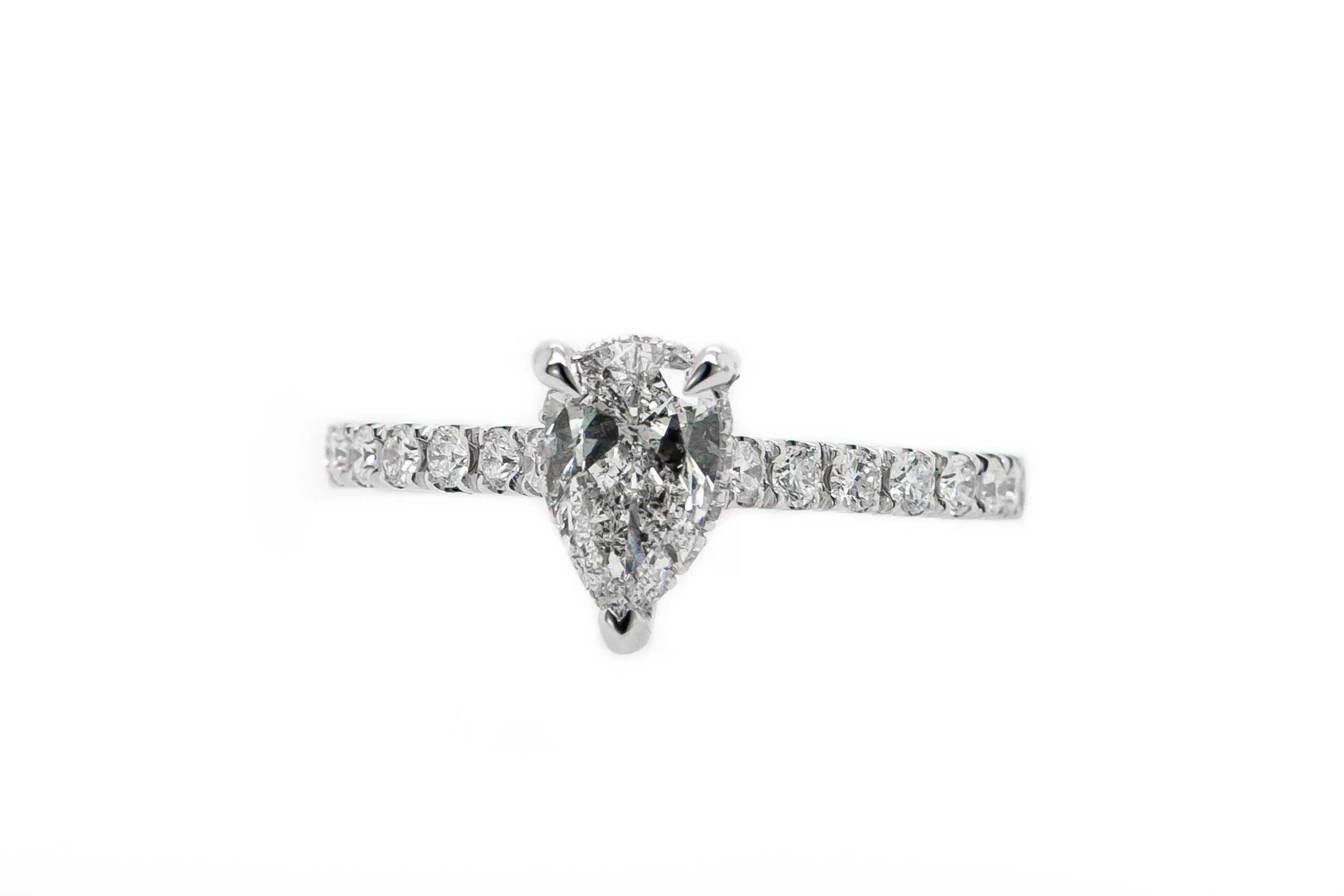 14k White Gold Pear Shape Diamond Engagement Ring