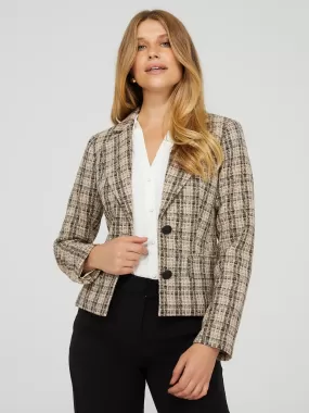 2-Button Plaid Boucle Blazer