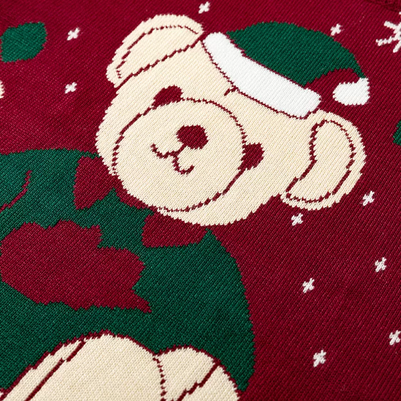 2022 Toddler Kids Cartoon Bear Pullover Knitted Sweater Christmas Sweater