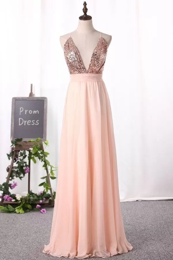 2024 New Arrival Sexy Spaghetti Straps Prom Dresses A Line Chiffon With PJZ24SF2