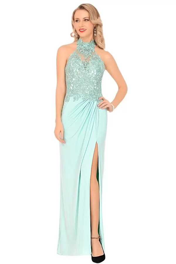 2024 Prom Dresses Halter Chiffon With Applique And PABKX1JH