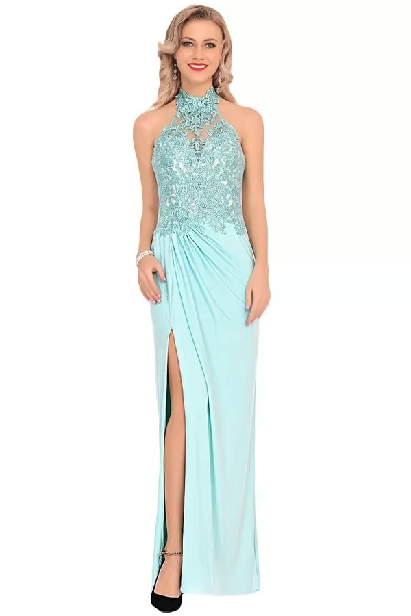 2024 Prom Dresses Halter Chiffon With Applique And PABKX1JH