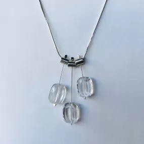 3 Petal pivot clear quartz necklace