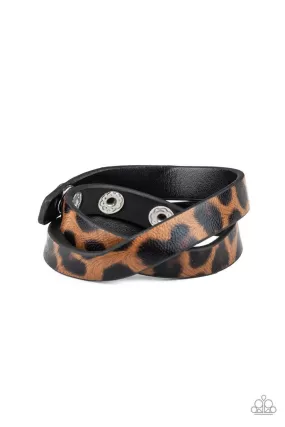 All GRRirl Brown Animal Print Double-wrap Snap Bracelet - Paparazzi Accessories