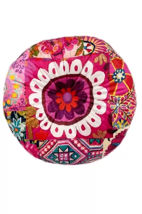 ANNA CHANDLER VELVET ROUND CUSHION SILK ROAD