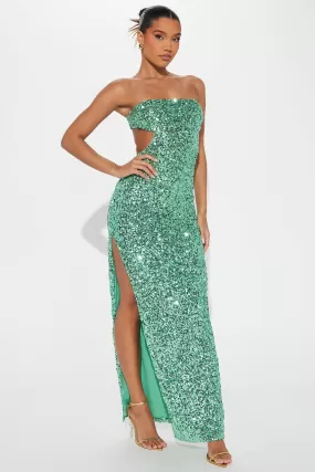 Arabella Cut Out Sequin Gown - Mint