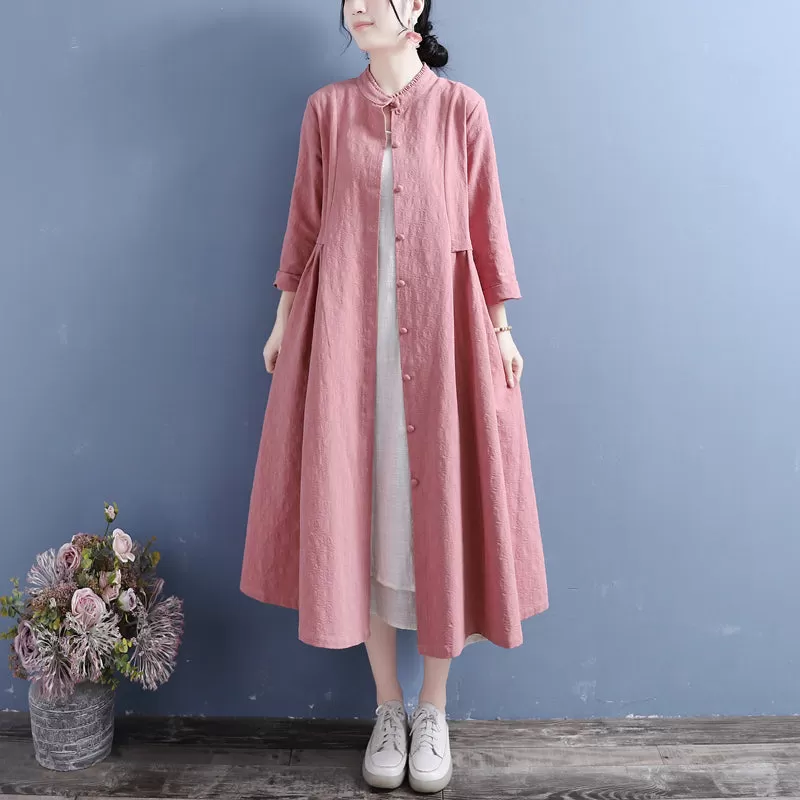 Autumn Retro Cotton Linen Loose Dress