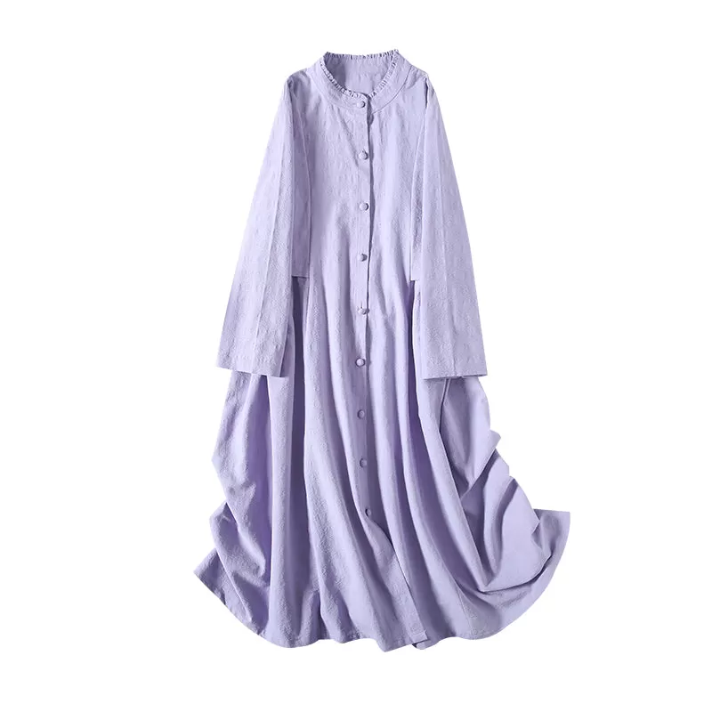 Autumn Retro Cotton Linen Loose Dress