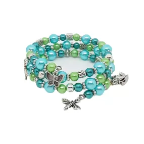 AVBeads Handmade Bug Insect Nature Glass Beaded Metal Charms Jewelry Memory Wire Bracelet Wrap 3Layer