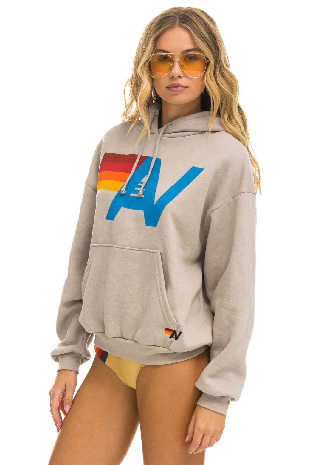 Aviator Nation LOGO PULLOVER RELAXED HOODIE - SAND