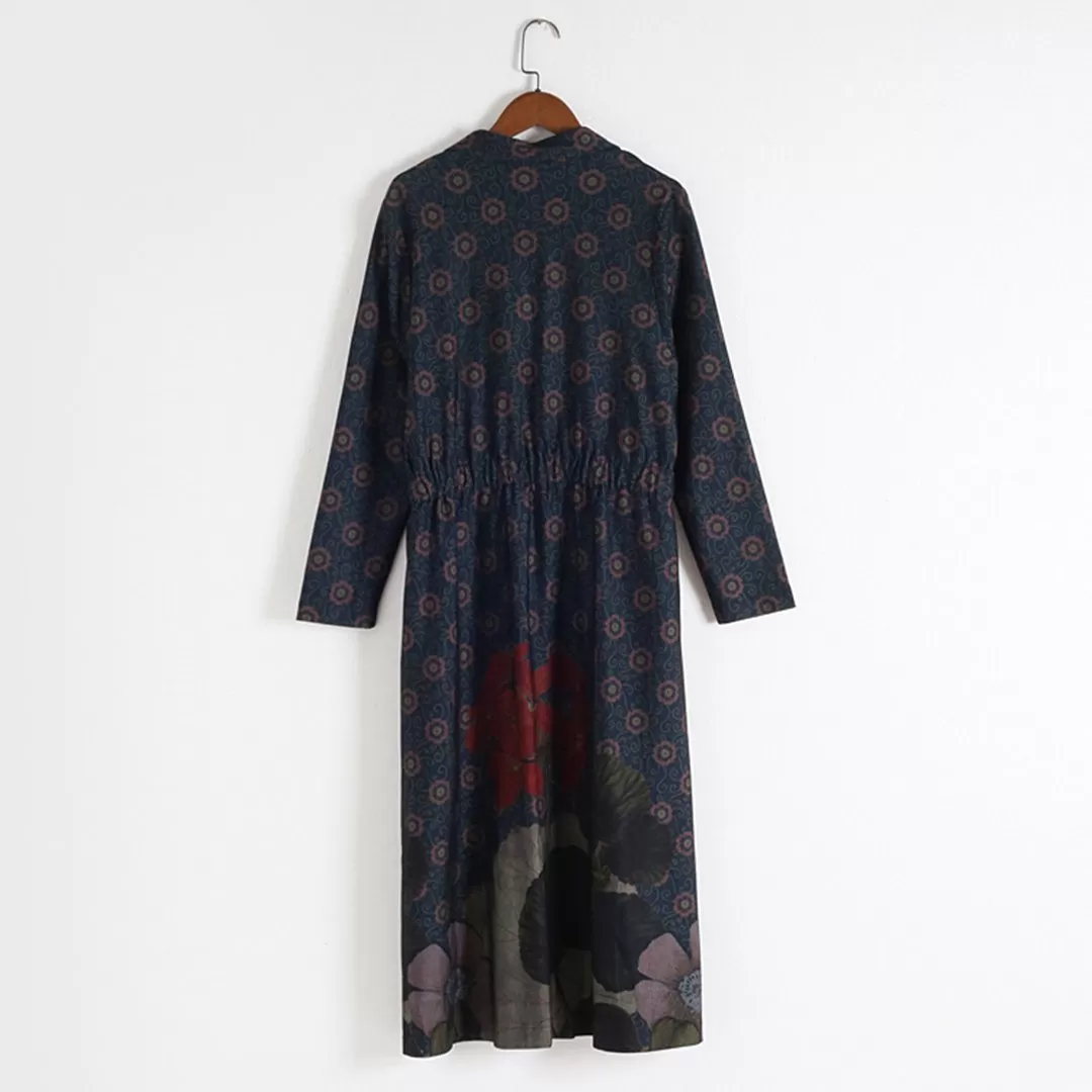 BABAKUD Printed Vintage Loose Casual Long Coat