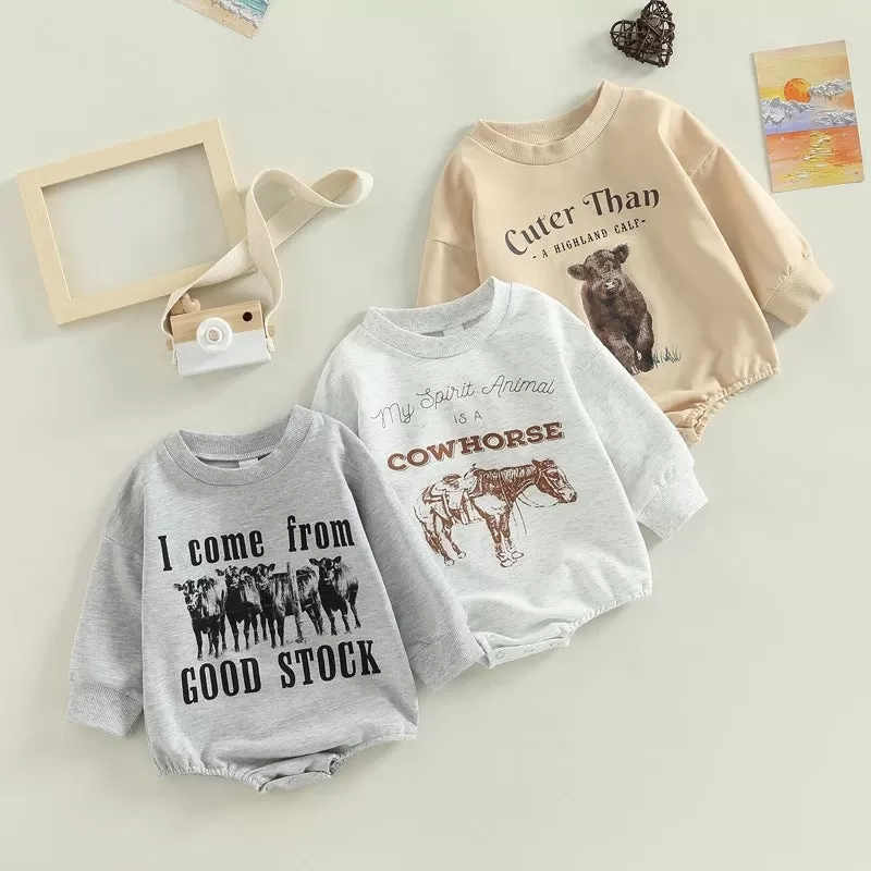 Baby Boys Girl Solid Letter Animal Print Bodysuit