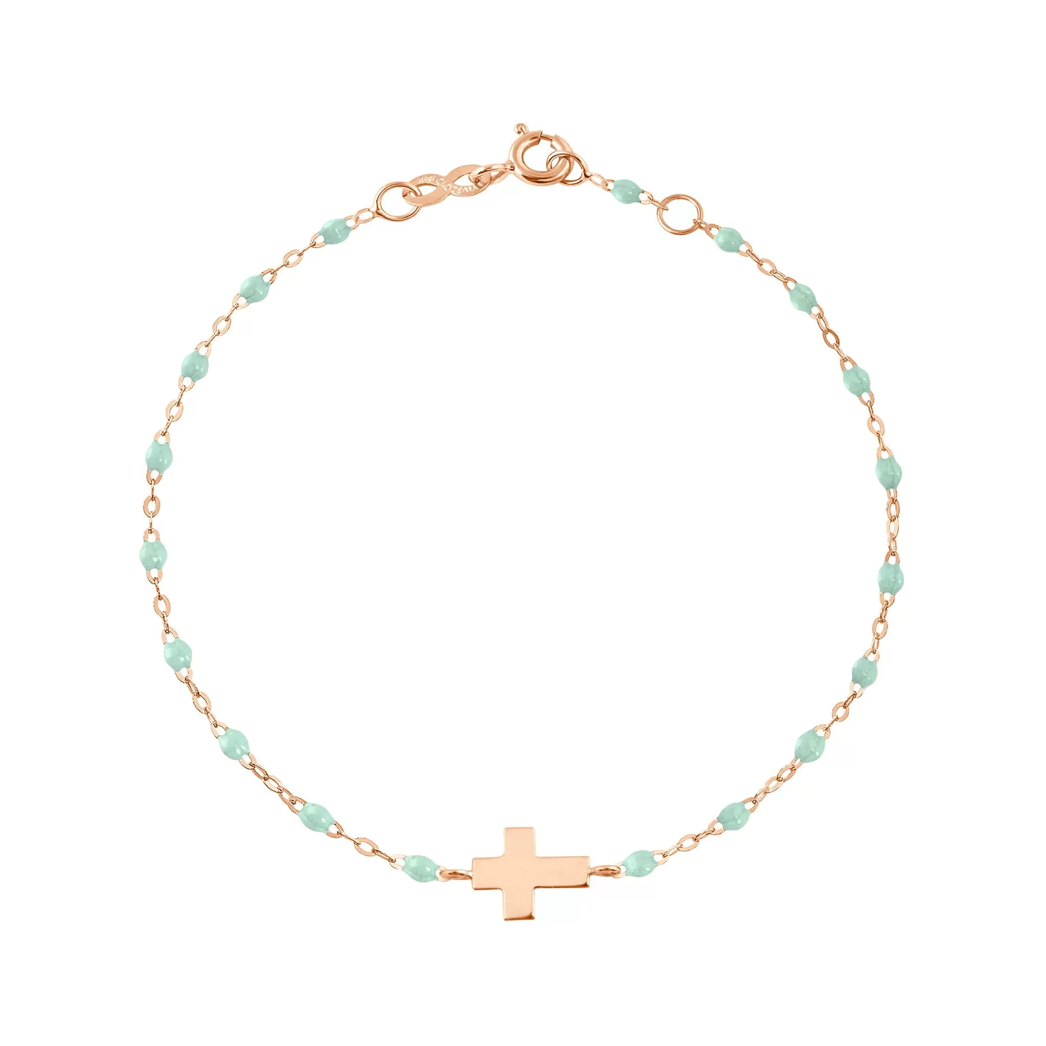 Baby Cross Charm Classic Gigi Jade bracelet, Rose Gold, 5.1"