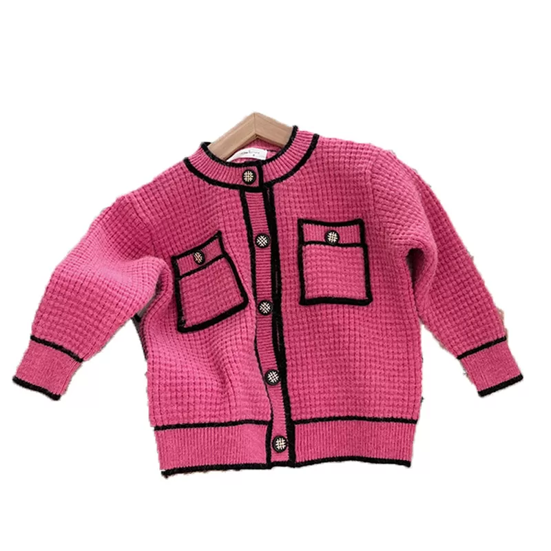 Baby Kid Girls Color-blocking Crochet Cardigan Knitwear