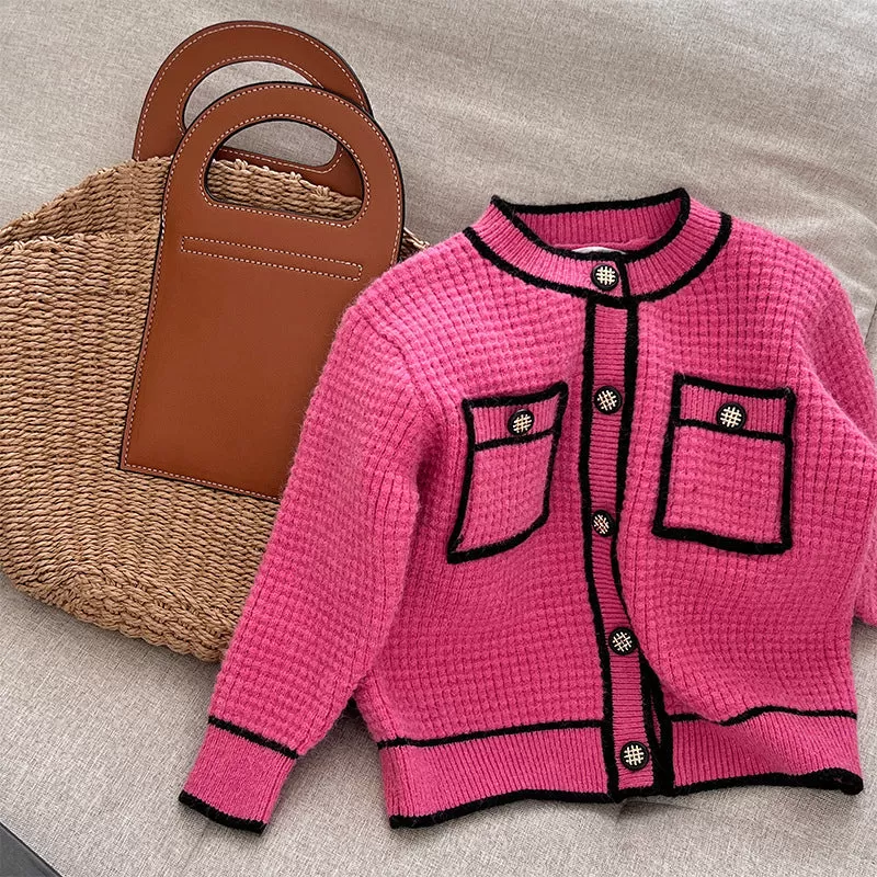 Baby Kid Girls Color-blocking Crochet Cardigan Knitwear