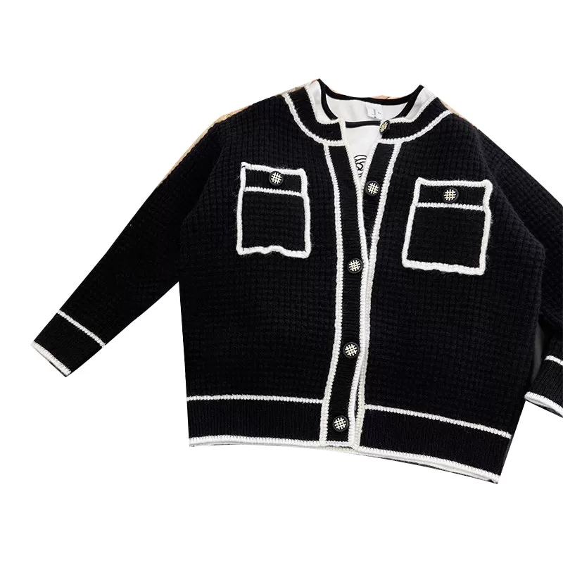 Baby Kid Girls Color-blocking Crochet Cardigan Knitwear