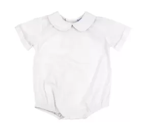 Bailey Boys White Button Back, Boys SS Piped Onesie