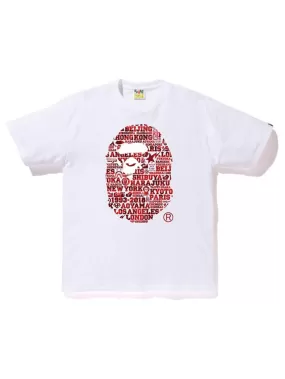 BAPE XXV Cities Camo Ape Head Tee White/Red