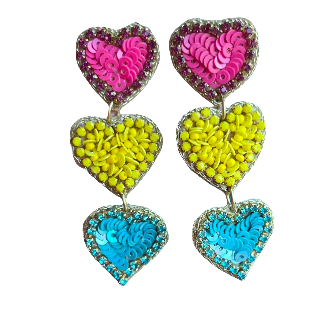 Beaded Heart Trio Earrings