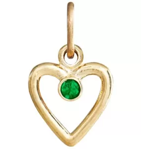 Birthstone Heart Charm With Emerald