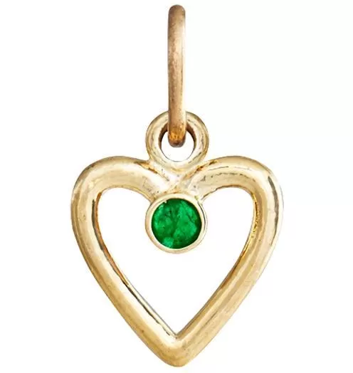 Birthstone Heart Charm With Emerald