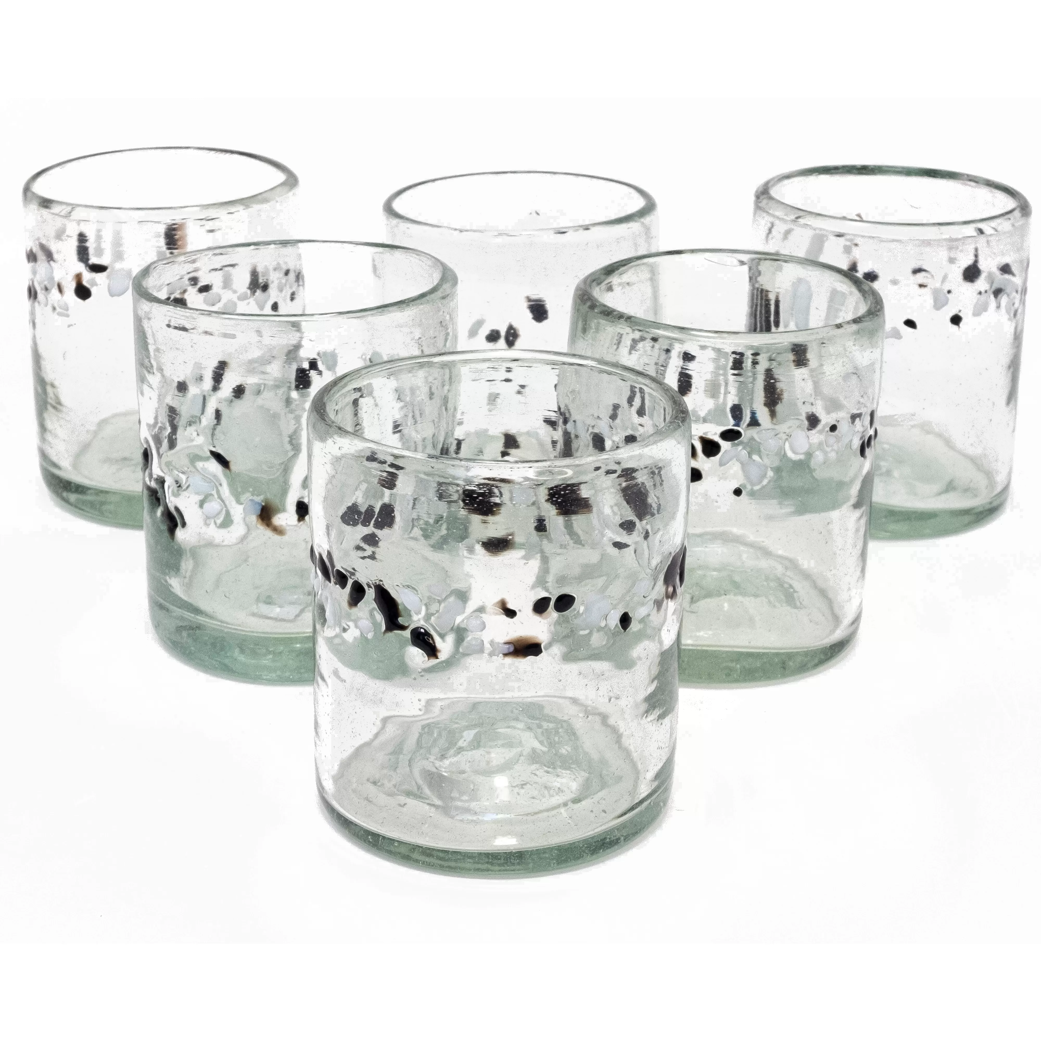 Black & White Pebble Handcrafted Short Tumbler - 12 oz - Set of 6