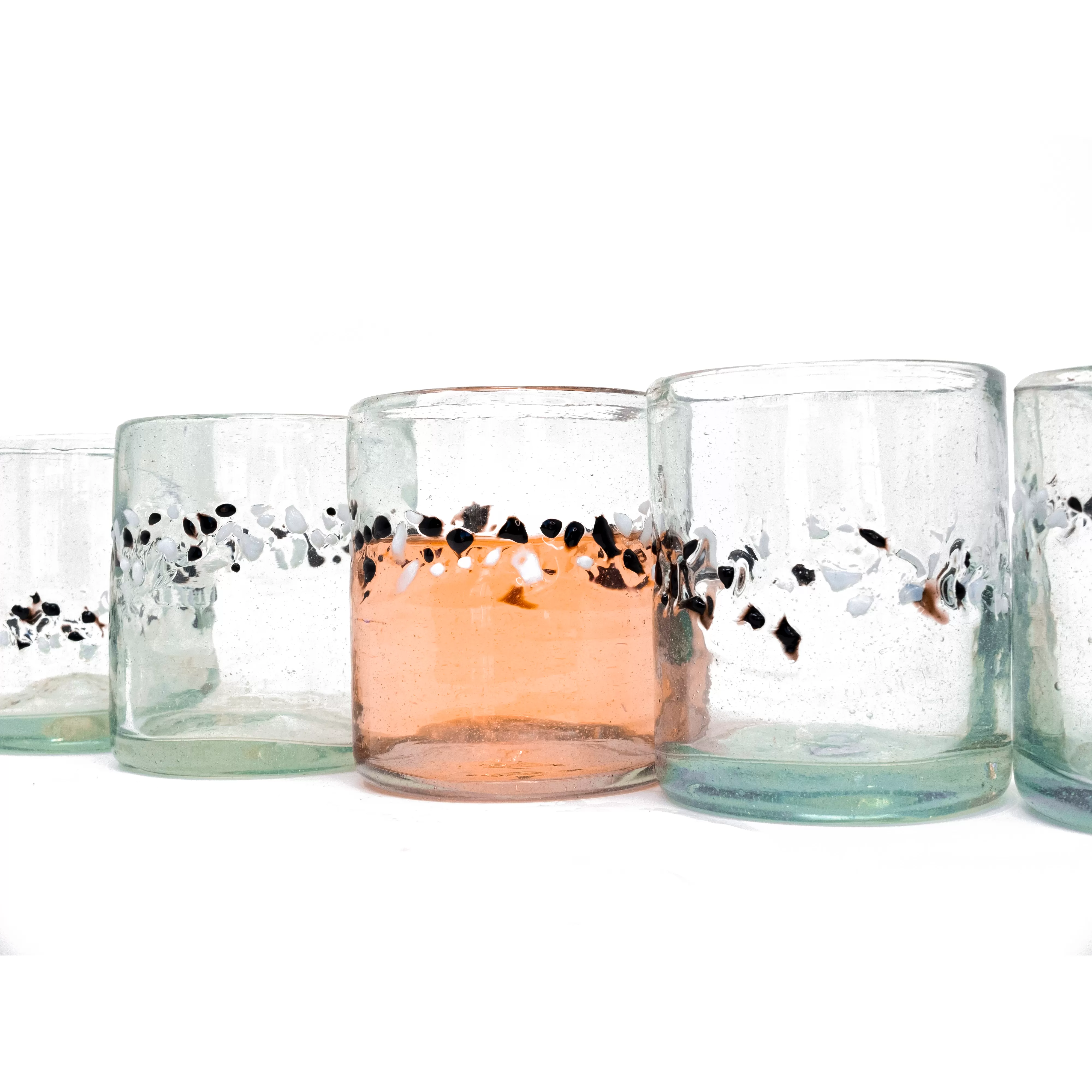 Black & White Pebble Handcrafted Short Tumbler - 12 oz - Set of 6