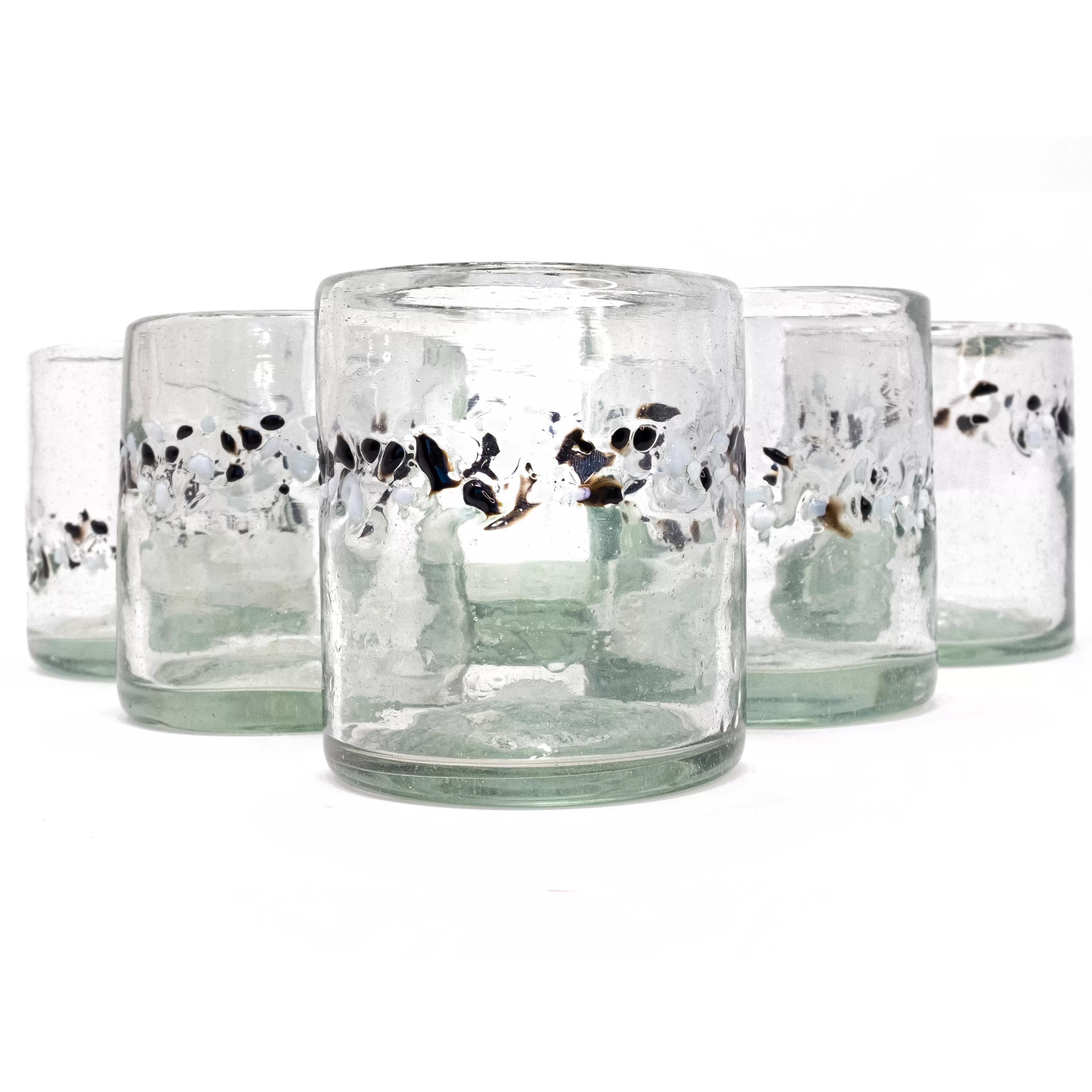 Black & White Pebble Handcrafted Short Tumbler - 12 oz - Set of 6