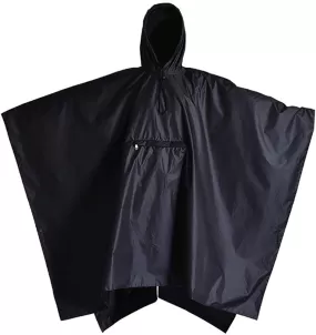 Black Rain Poncho - Waterproof Rain Gear for Women - Lightweight Travel Poncho