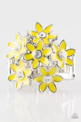 Blooming Bouquets Yellow Flower Ring - Paparazzi Accessories