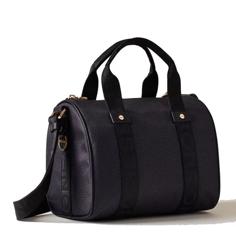 Borsa Donna Bauletto Small BORBONESE linea Eco Line in Nylon Op Dark Black