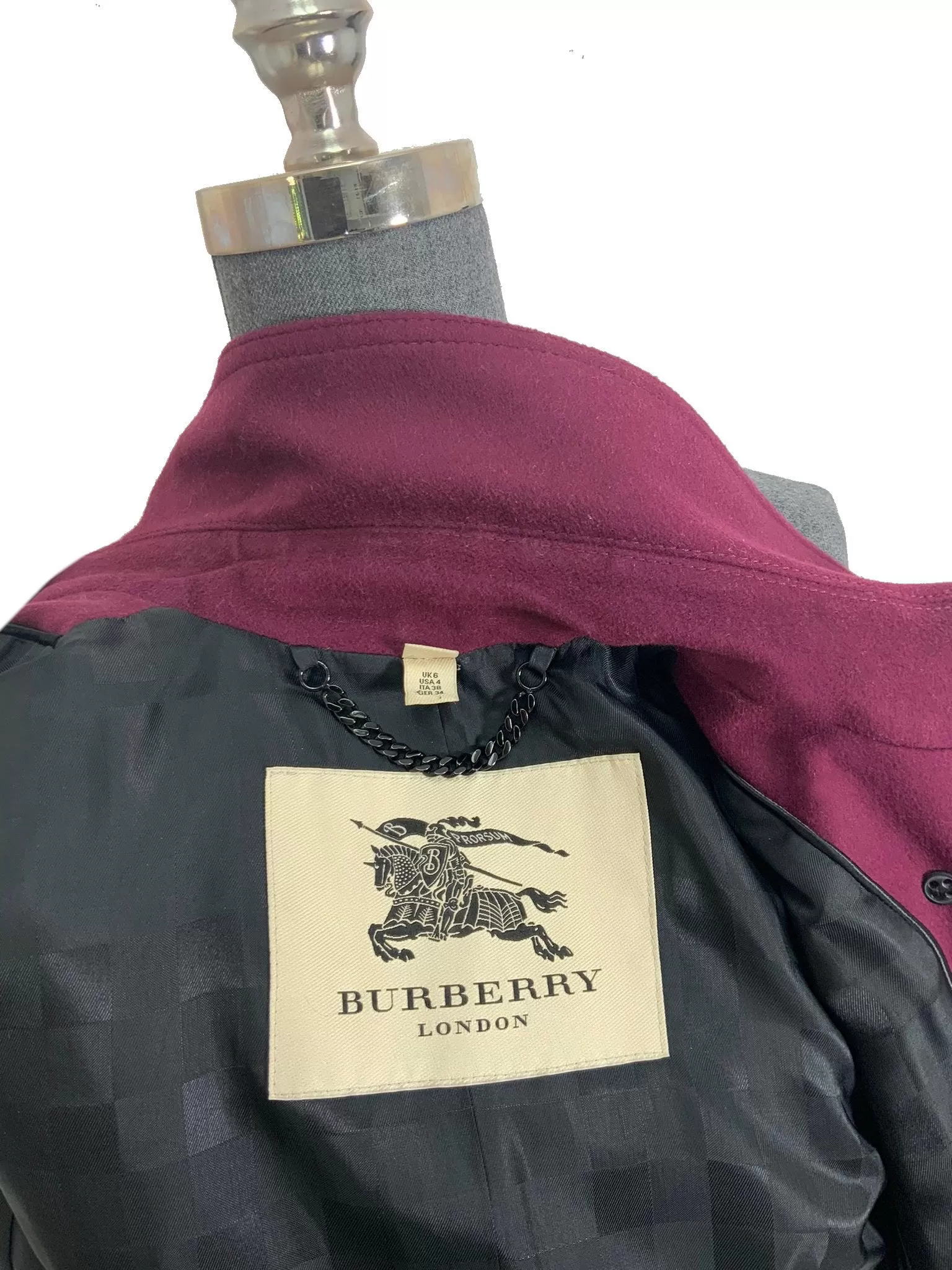 BURBERRY London Wool Double Breasted Trench Coat Size S