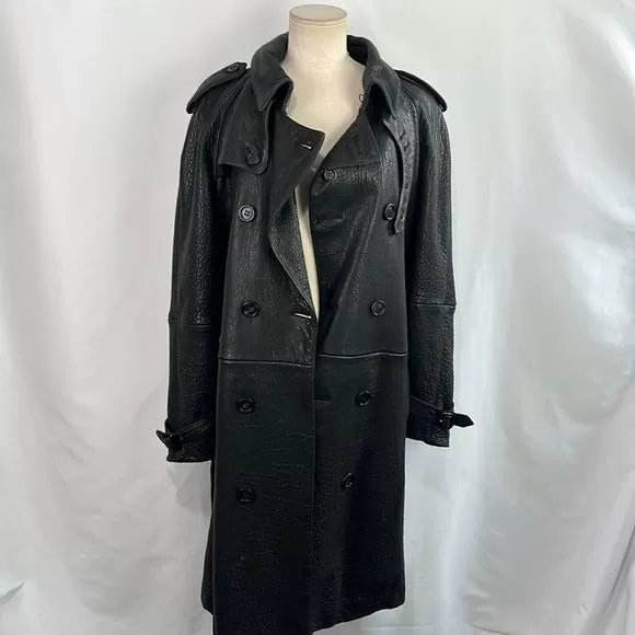 Burberry MensLeather Long Trench Coat