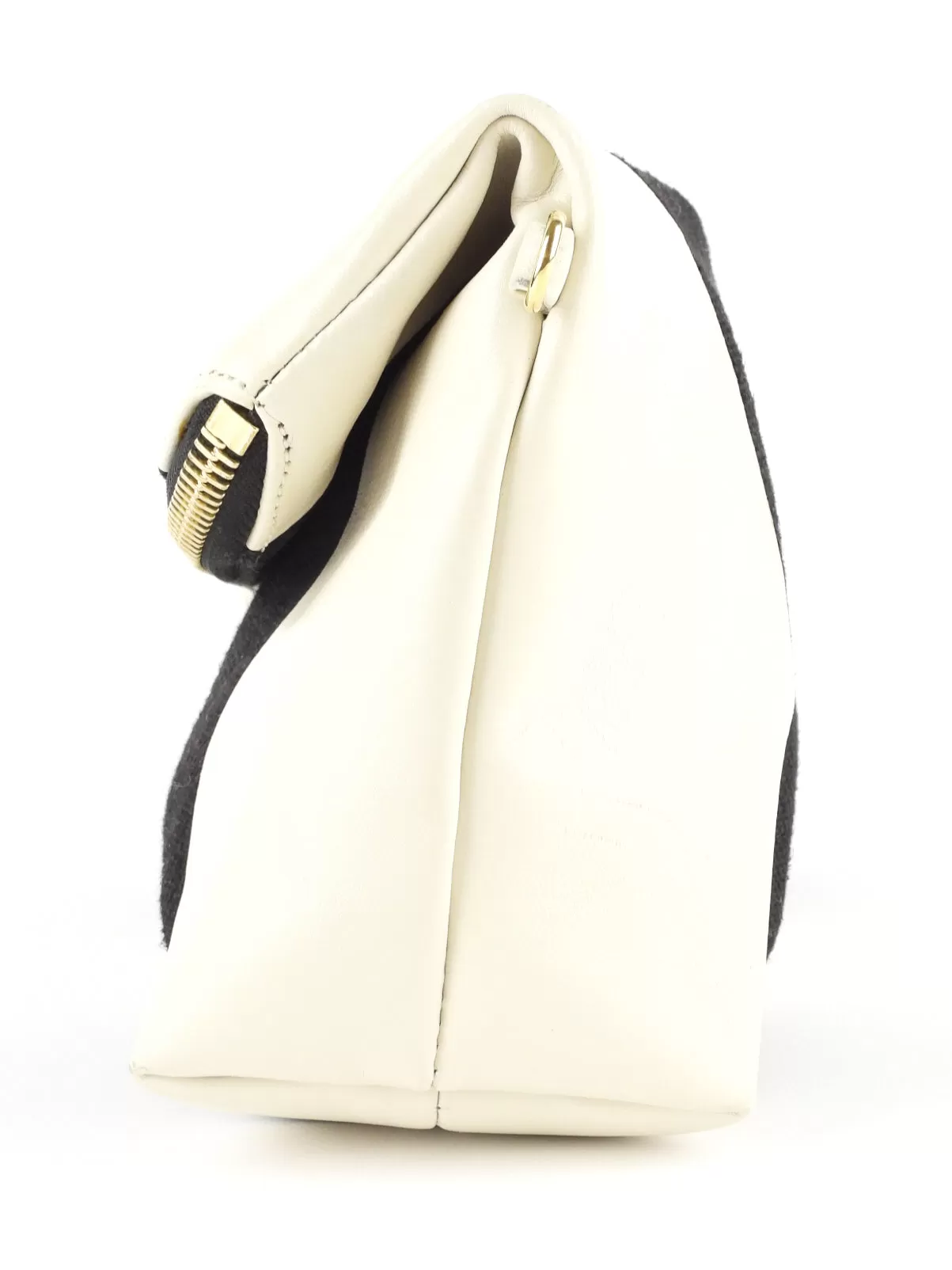 Burberry Prorsum Black and White Striped Coated Canvas Fold-Over Zip Pouch with Strap