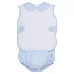 Button Tab Diaper Set - Light Blue Mini Gingham