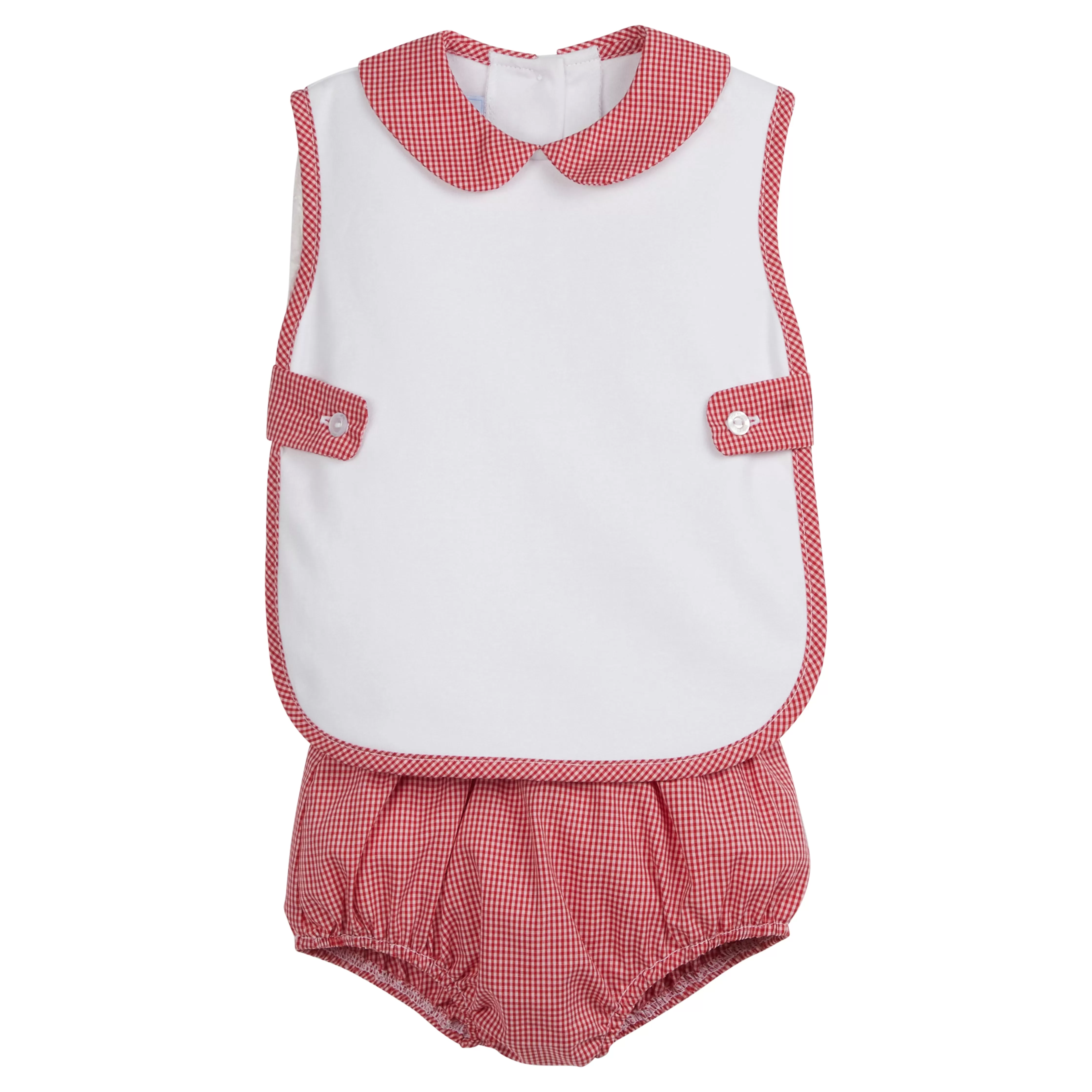 Button Tab Diaper Set - Red Mini Gingham