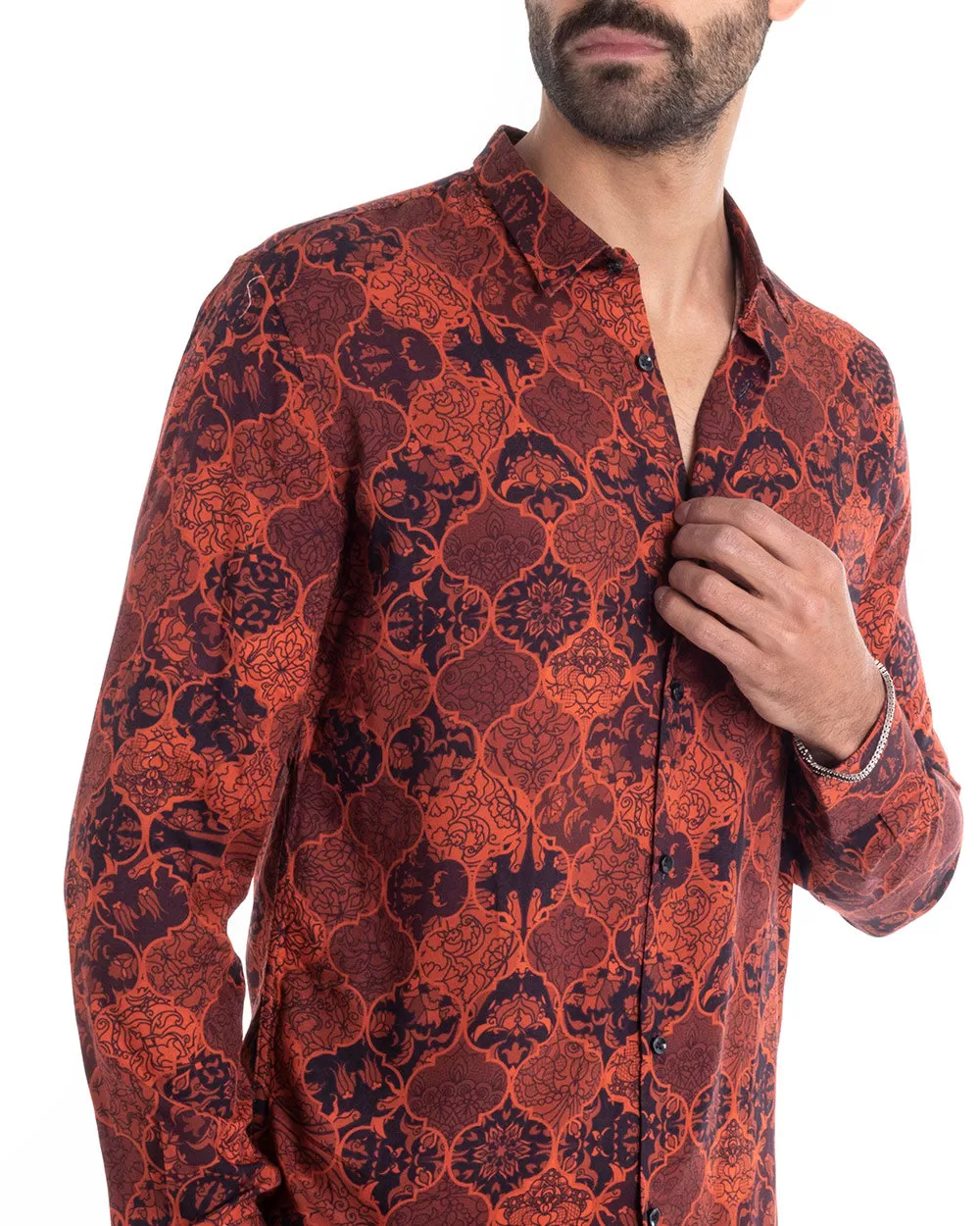 Camicia Uomo Con Colletto Manica Lunga Regular Fit Viscosa Morbida Comoda GIOSAL-C2439A