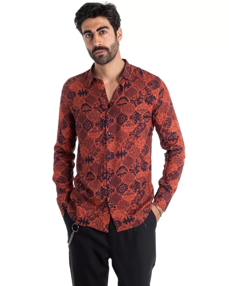 Camicia Uomo Con Colletto Manica Lunga Regular Fit Viscosa Morbida Comoda GIOSAL-C2439A