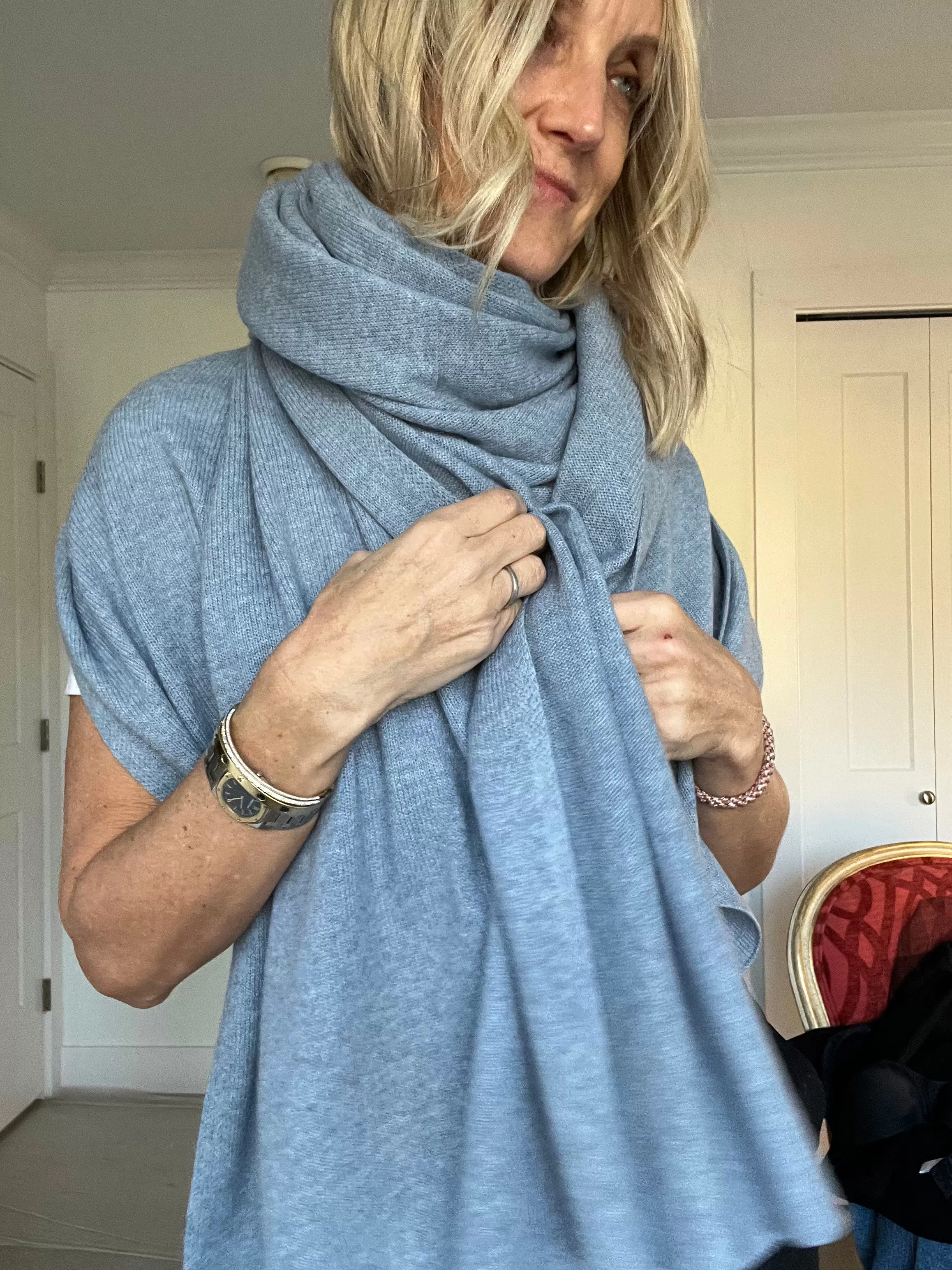 Cashmere Euro Wrap | Light Denim