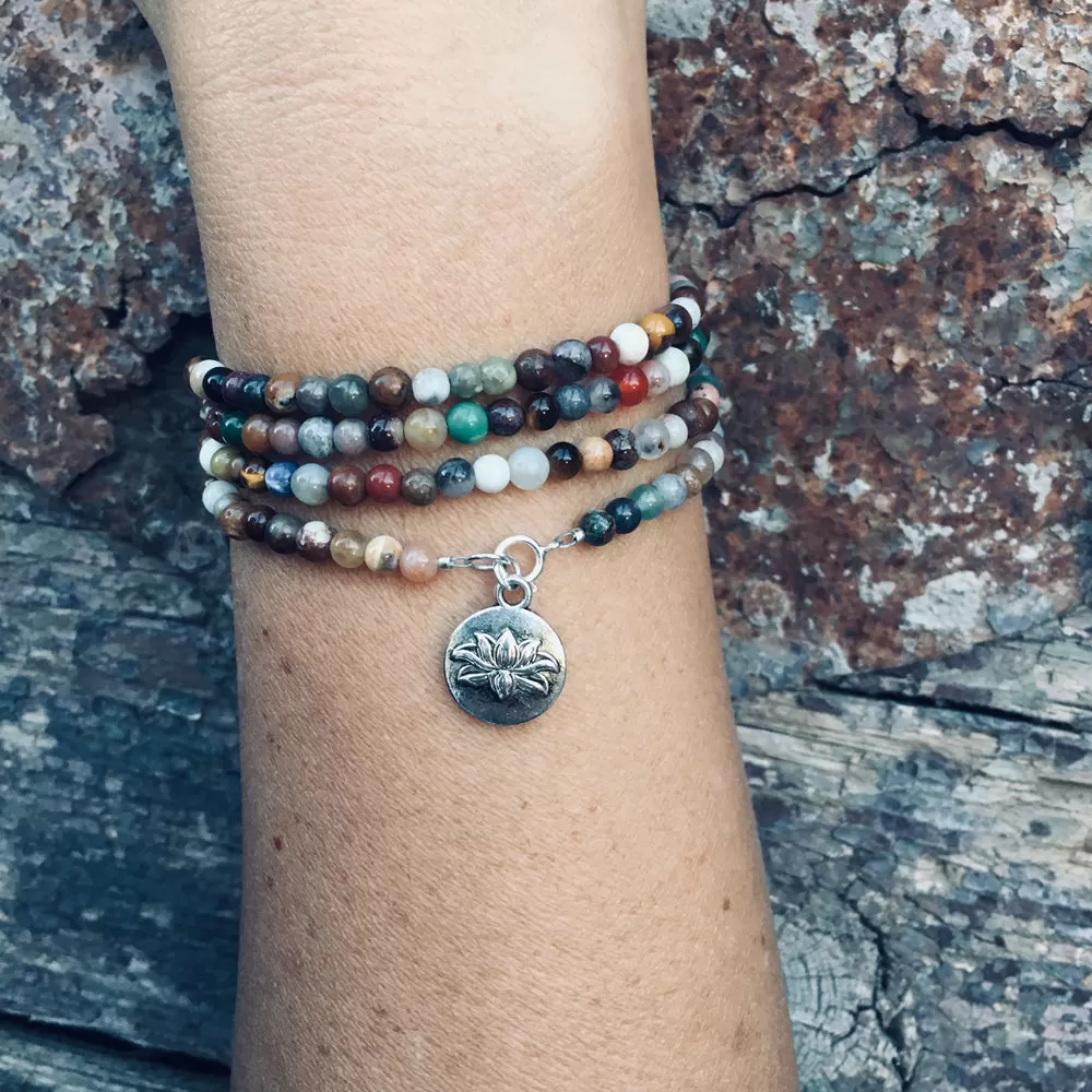 Chakra Wrap Bracelet with Lotus Flower and Gemstones to Release Emotional Baggage