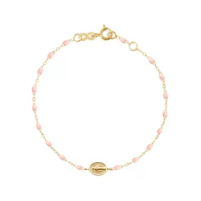 Child Madone Charm Classic Gigi Baby Pink bracelet, Yellow Gold, 5.9"