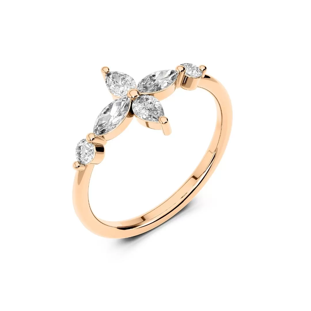 Chorost & Co. Private Collection 14K Rose Gold 0.50ct Diamond Marquise Flower Ring