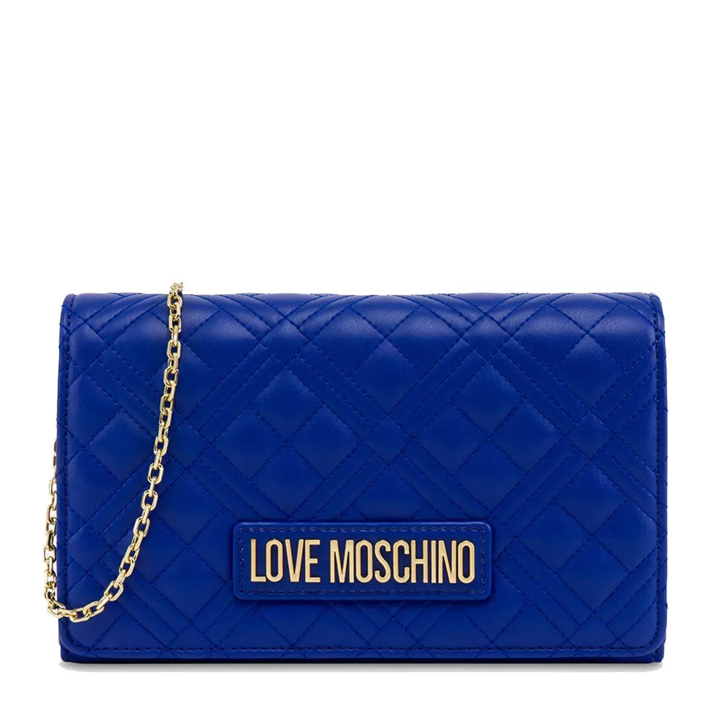 Clutch Donna con Tracolla LOVE MOSCHINO linea Shiny Quilted Blu Elettrico