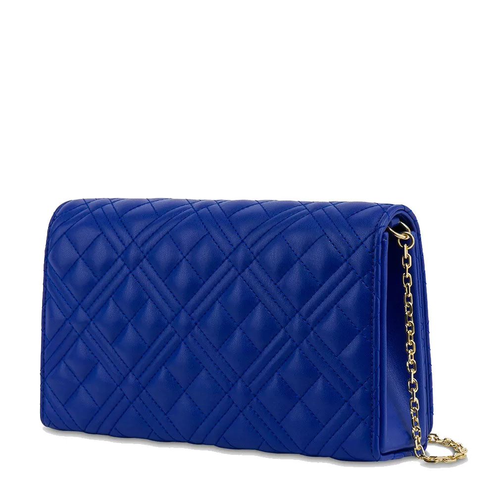 Clutch Donna con Tracolla LOVE MOSCHINO linea Shiny Quilted Blu Elettrico