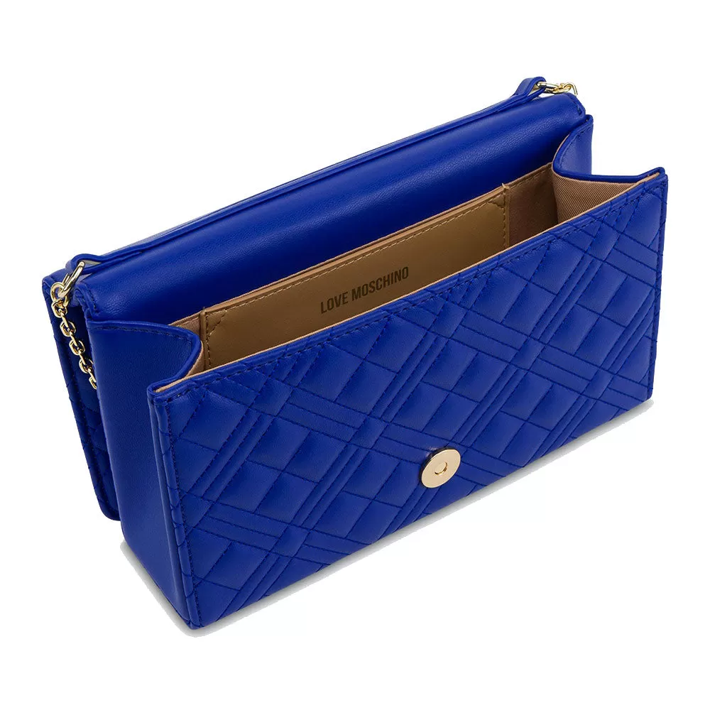 Clutch Donna con Tracolla LOVE MOSCHINO linea Shiny Quilted Blu Elettrico