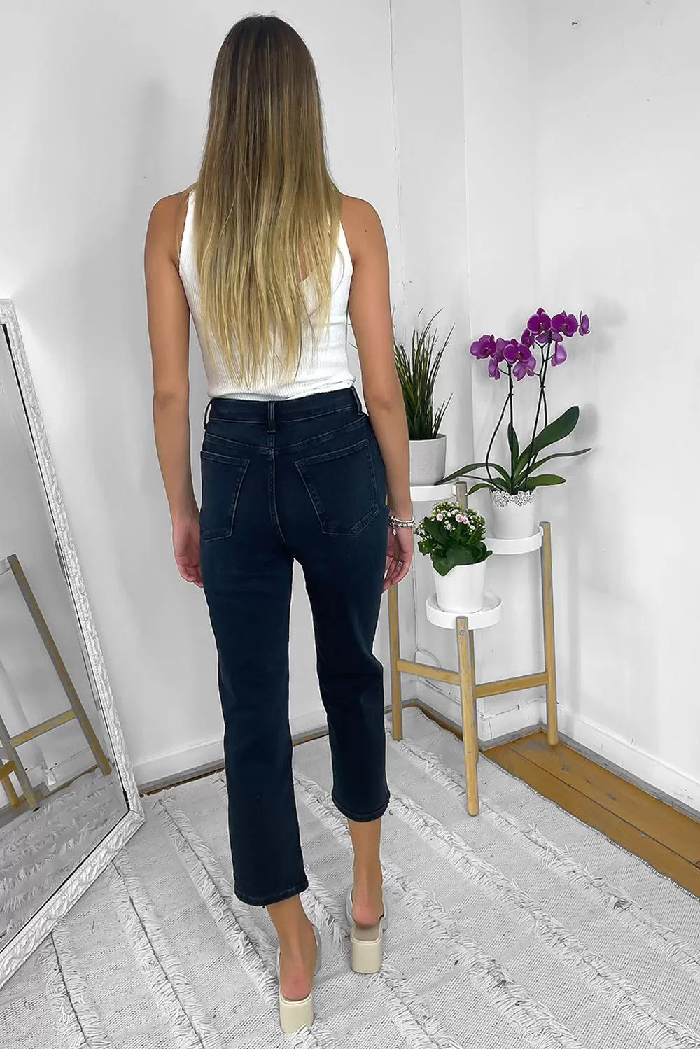 Contrast Stitch Cropped Jeans