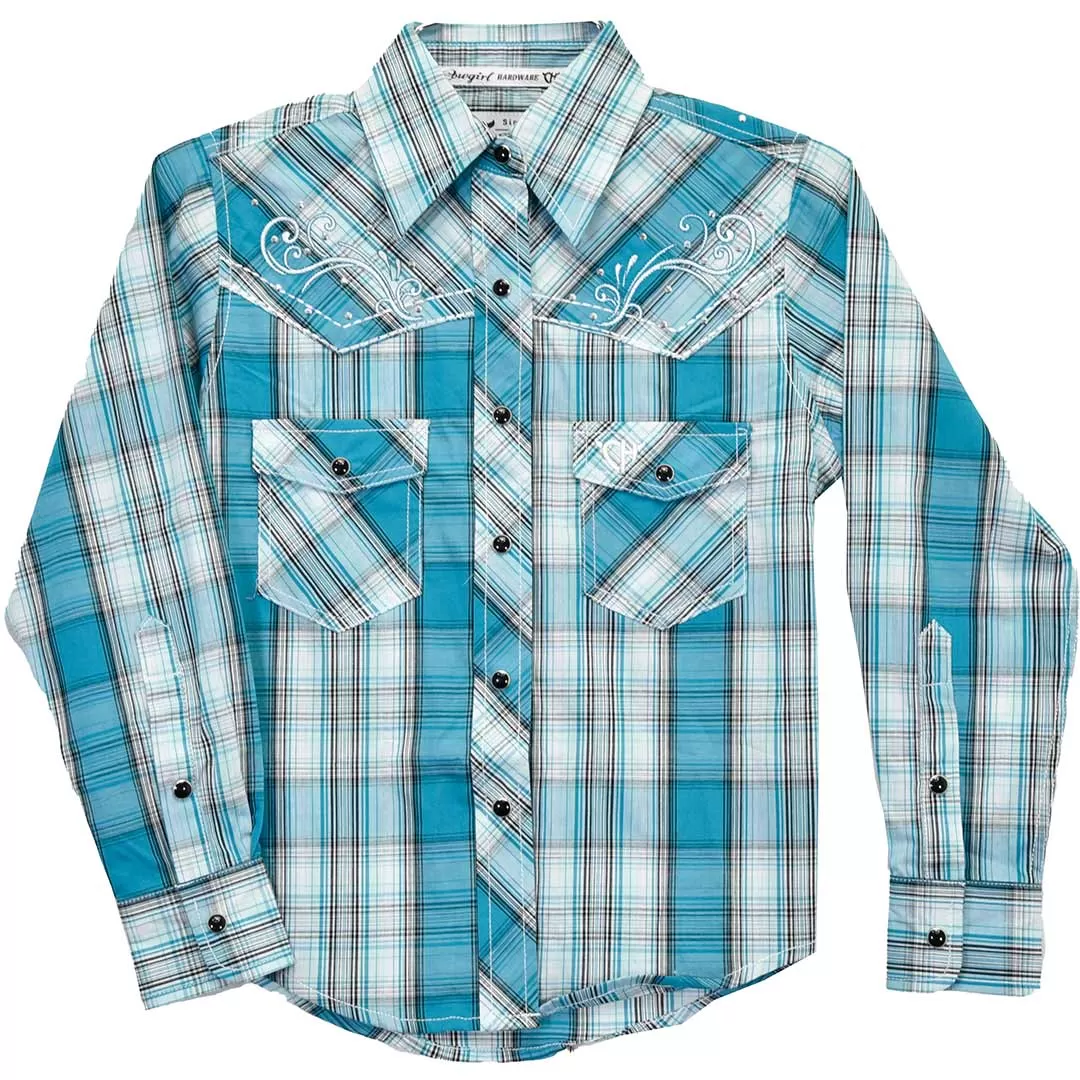 Cowgirl Hardware Girls' Plaid Print Snap Shirt