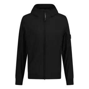 CP COMPANY SOFTSHELL HOODED ARM LENS JACKET BLACK