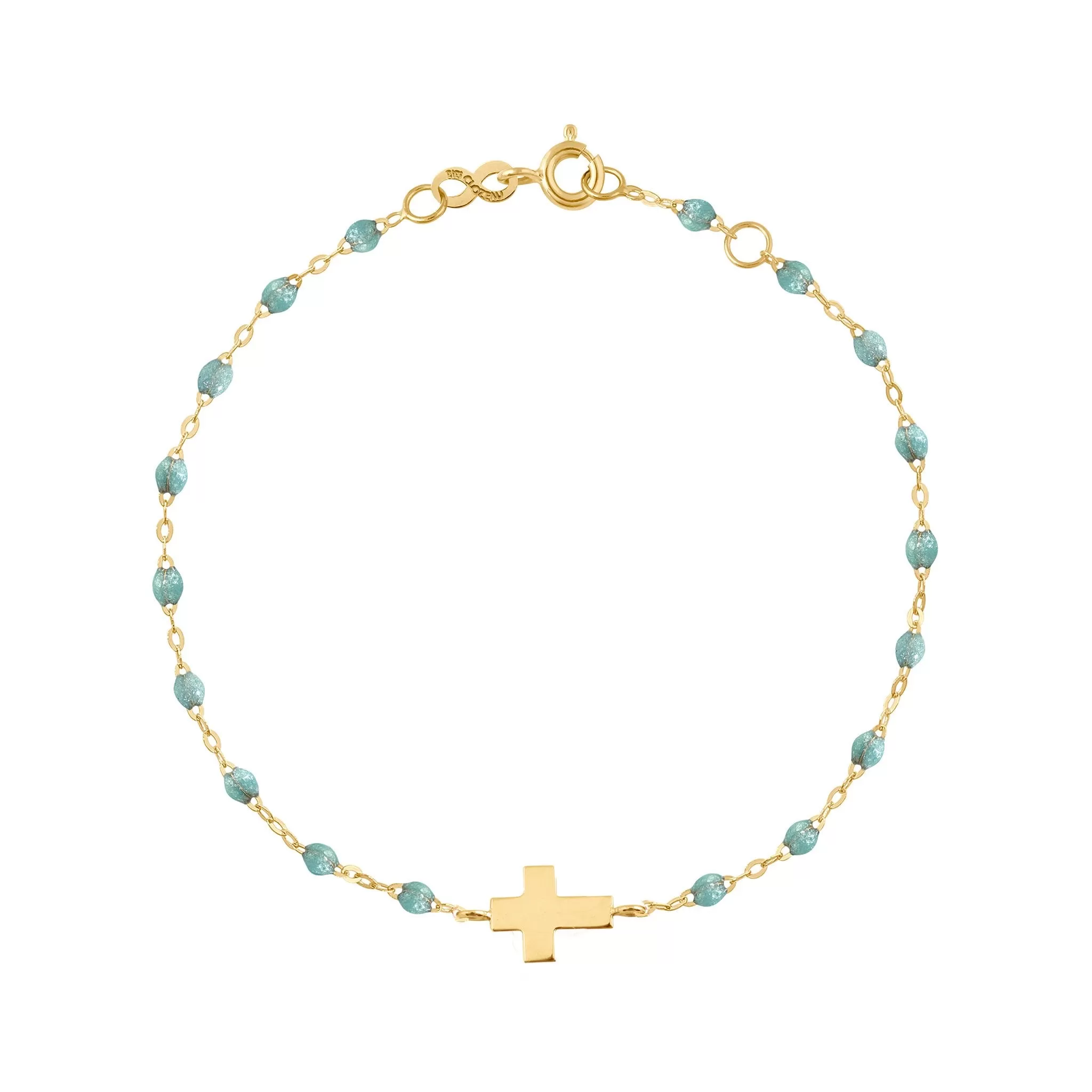 Cross Charm Classic Gigi Iceberg bracelet, Yellow Gold, 6.7"